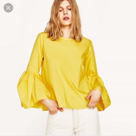 yellow bell sleeve shirt